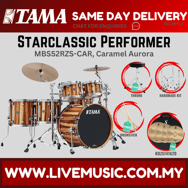 Tama Starclassic Performer MBS52RZS 5-piece Shell Pack With KDZS141620 Cymbals Set - ( MBS52RZS-SKA/MBS52RZS-CAR)