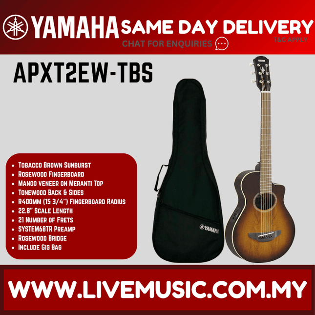 Tobacco brown sunburst 3/4 acoustic-electric guitar with pickguard and fitted black gig bag
