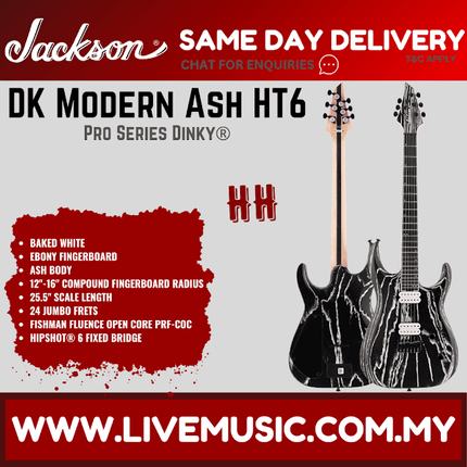 Jackson Pro Series Dinky DK2 Modern Ash HT6 Electric Guitar, Ebony Fretboard - Baked White