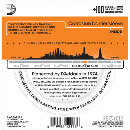 D'Addario EJ15 - Phosphor Bronze Acoustic Strings, Extra Light (10-47)(DAddario)