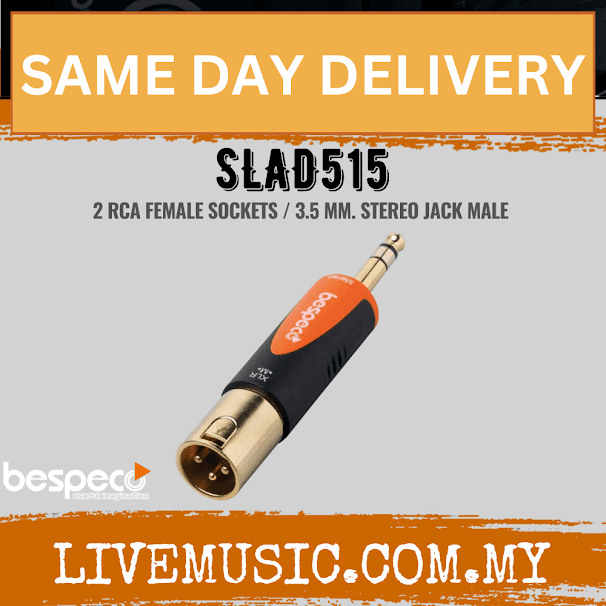 Bespeco SLAD515 Silos XLR Male to 1/4" Stereo Jack Adaptor ( SLAD 515 )