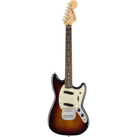 Fender American Performer Mustang bass guitar, 3-tone sunburst finish, rosewood fretboard