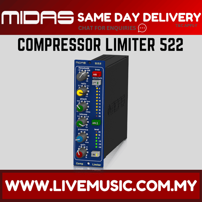 MIDAS COMPRESSOR LIMITER 522 V2 500 Series Compressor/Limiter with Dynamic Presence Control
