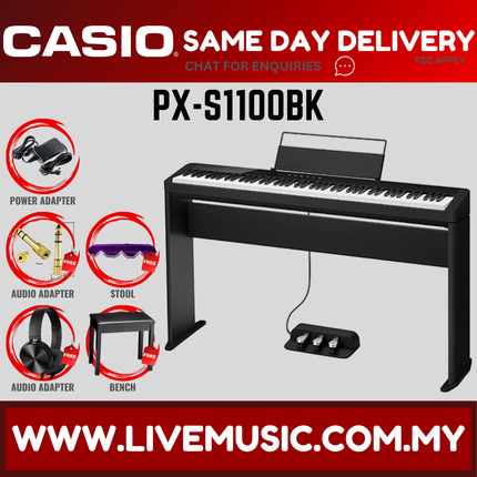 Casio PX-S1100 88 Keys Digital Piano With Keyboard Bench & Headphone - Black ( PXS1100 / PX S1100 )
