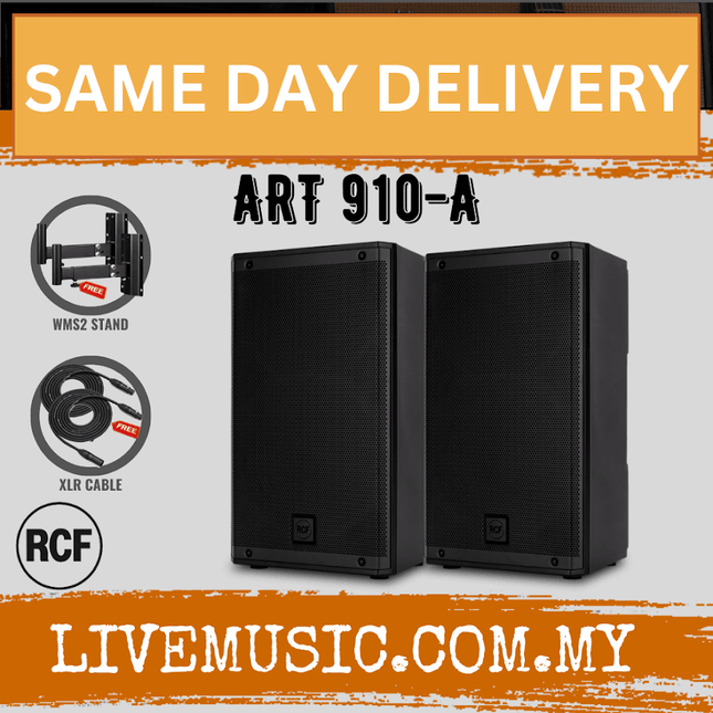 RCF ART 910-A 10" 2100W 2-Way Active Speaker With Speaker Stand And Cable - Each / Pair ( ART910A / 910A / ART )