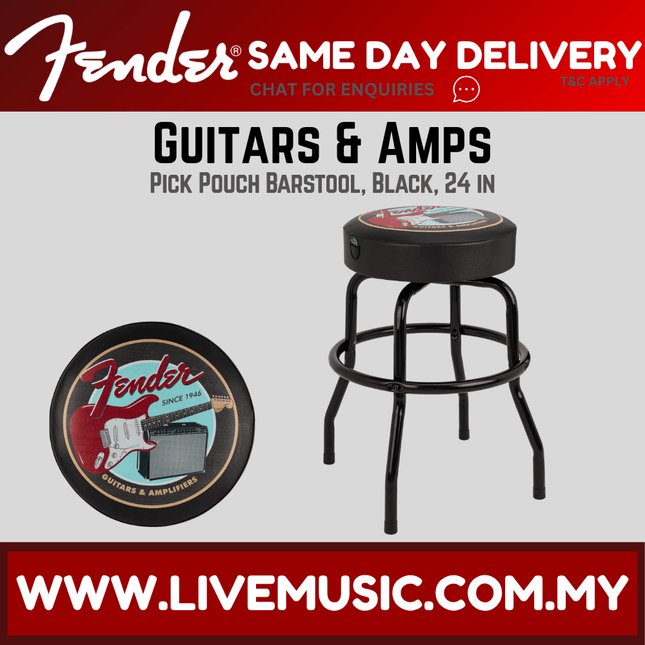 Fender Guitars and Amps Pick Holder Barstool, 24-Inch