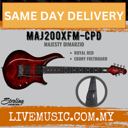 Sterling By Music Man MAJ200XFM John Petrucci Majesty Electric Guitar, Ebony Fretboard - Royal Red (MAJ-200XFM)