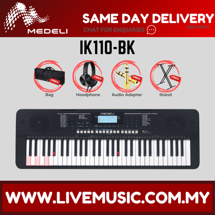 Medeli IK110-BK 61 Keys Portable Keyboard, Black ( IK 110BK IK110BK )