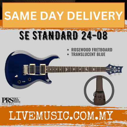 PRS SE Standard 24-08 Electric Guitar, Translucent Blue (24 08/2408)
