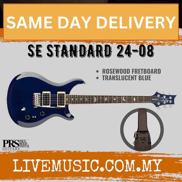 PRS SE Standard 24-08 Electric Guitar, Translucent Blue (24 08/2408)
