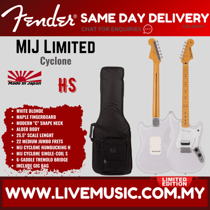 Fender MIJ Limited Cyclone Electric Guitar, Maple FB, White Blonde