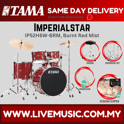 Tama Imperial Star Drum Set with Drum Throne, Imperialstar With Zildjian ILHPRO Cymbal Set ( IP52H6W )
