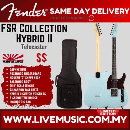 Fender FSR Collection Hybrid II Telecaster Electric Guitar, RW FB