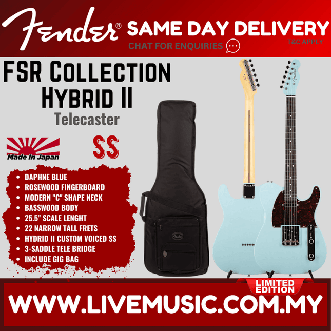 Telecaster electric guitar in daphne blue with gig bag