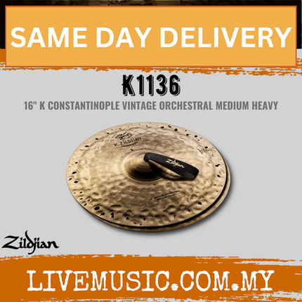 Zildjian 16" K Constantinople Vintage Orchestral Medium Heavy Crash Cymbals with Bag - Pair (K1136)