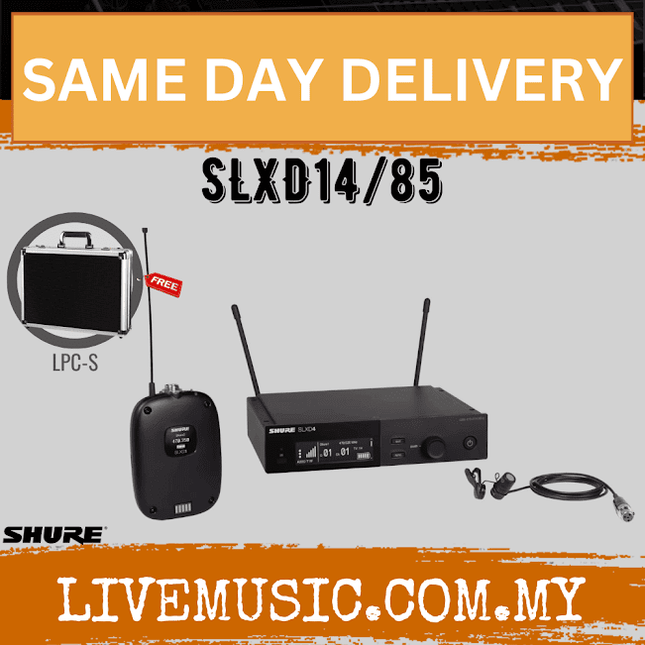 Shure SLXD14/85 Wireless System with SLXD1 Bodypack Transmitter and WL185 Lavalier Microphone ( SLXD SLXD14-85 / SLXD1485 )