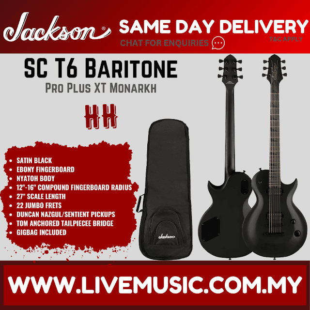 Jackson Pro Plus XT Monarkh SC T6 Baritone Electric Guitar, Ebony FB, Satin Black