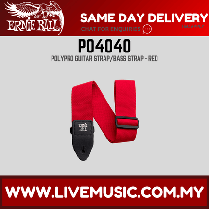 Ernie Ball 4040 Polypro Guitar Strap With Leather Ends, Red