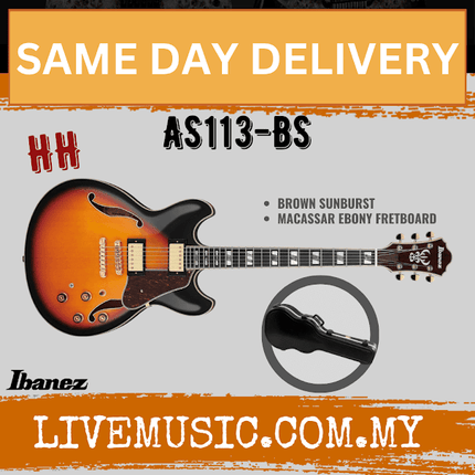 Ibanez Artstar AS113-BS Electric Guitar w/Case, Brown Sunburst ( AS113 BS / AS113BS )