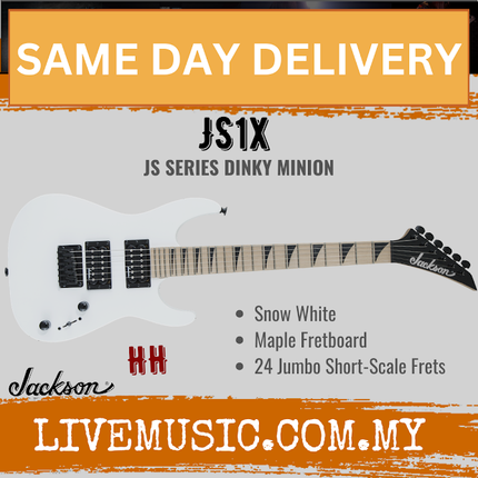 Jackson JS1X JS Series Dinky Minion Electric Guitar, Maple FB, Snow White