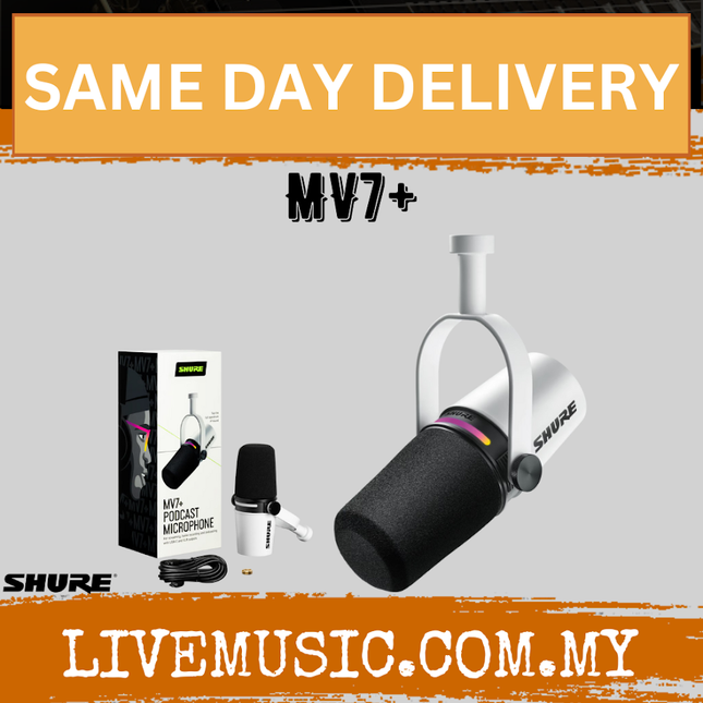 Shure MV7+ USB Podcast Microphone - White / Black ( MV-7 / MV-7 PLUS ) Replace MV7