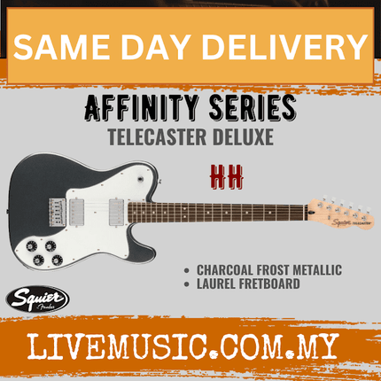 Squier Affinity Series Telecaster Deluxe Electric Guitar, Laurel FB, Charcoal Frost Metallic