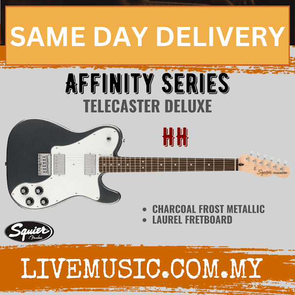 Squier Affinity Series Telecaster Deluxe Electric Guitar, Laurel FB, Charcoal Frost Metallic