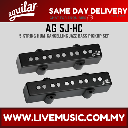 Aguilar AG 5J-HC hum-canceling jazz bass pickup set, two black 5-string pickups