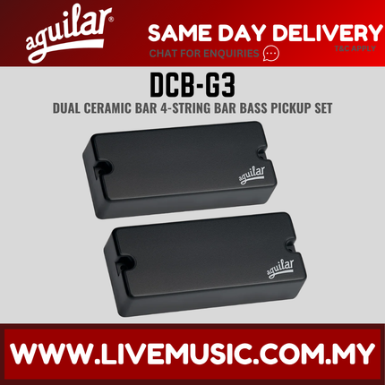 Aguilar dual ceramic bar bass pickup set, two black soapbar pickups with Aguilar logo.