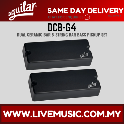 Aguilar dual ceramic bar bass pickup set, two black rectangular pickups with Aguilar logo