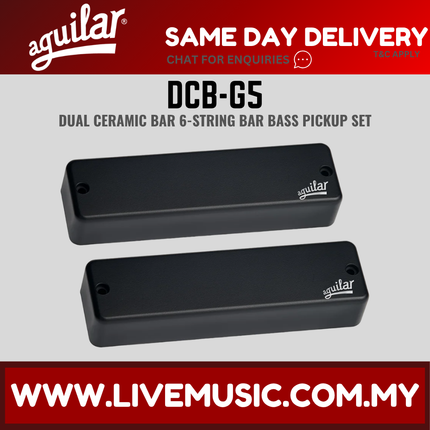 Aguilar dual ceramic bar 6-string bass pickup set, black soapbar style.