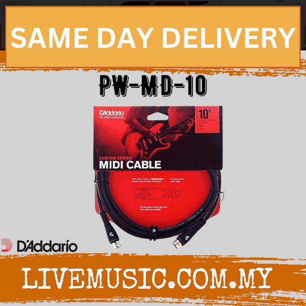 D'Addario PW-MD-10 Planet Waves Custom Series MIDI Cables, 10 feet (PWMD10/PW-MD10/DAddario)