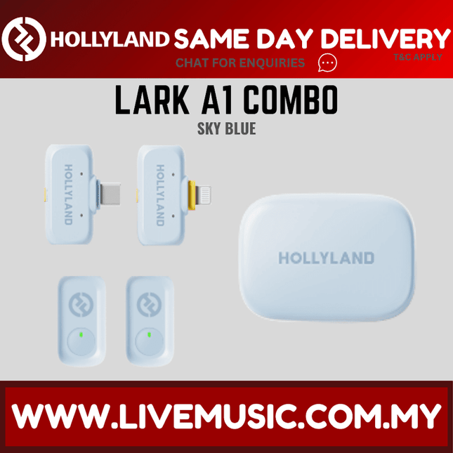 Hollyland LARK A1 COMBO Wireless Lavalier Mic w/ Charging Case ( LARKA1 / LARK-A1 ) - Sky Blue