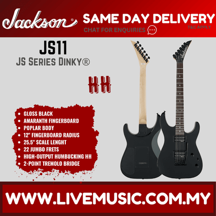 Jackson JS-11 Dinky - Electric Guitar, Amaranth Fretboard - Gloss Black (JS11/JS 11)