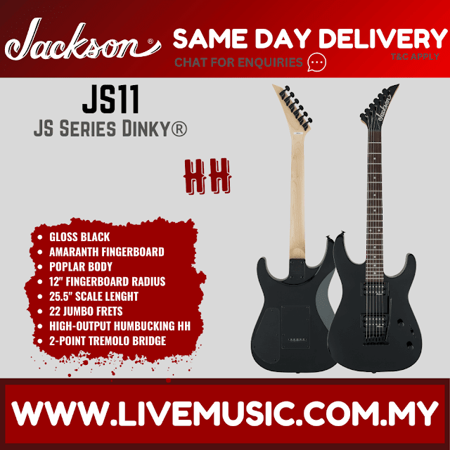 Jackson JS-11 Dinky - Electric Guitar, Amaranth Fretboard - Gloss Black (JS11/JS 11)