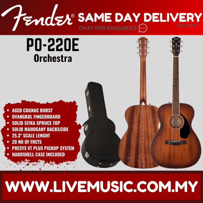 Aged cognac burst electro-acoustic orchestra guitar with black hardshell case