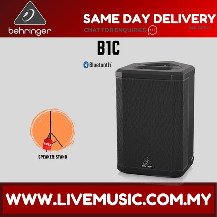 Behringer B1C 200W All-in-One Portable PA System With Microphone, Cable and Speaker Stand (B 1C B-1C)
