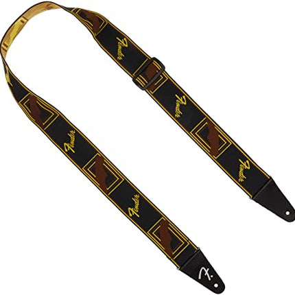 Fender WeighLess Monogram Guitar Strap, Multi-Colour - Black/Yellow/Brown