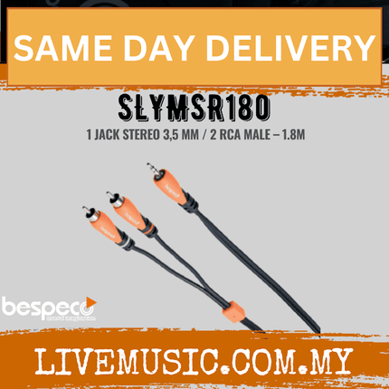 Bespeco SLYMSR180 Silos Series 3.5mm TRS to Dual RCA Stereo Breakout Cable 1.8M ( SLYMSR 180 / SLYMSR-180 )