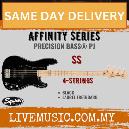 Squier Affinity Series Precision PJ Bass Guitar, Maple Fretboard - Black