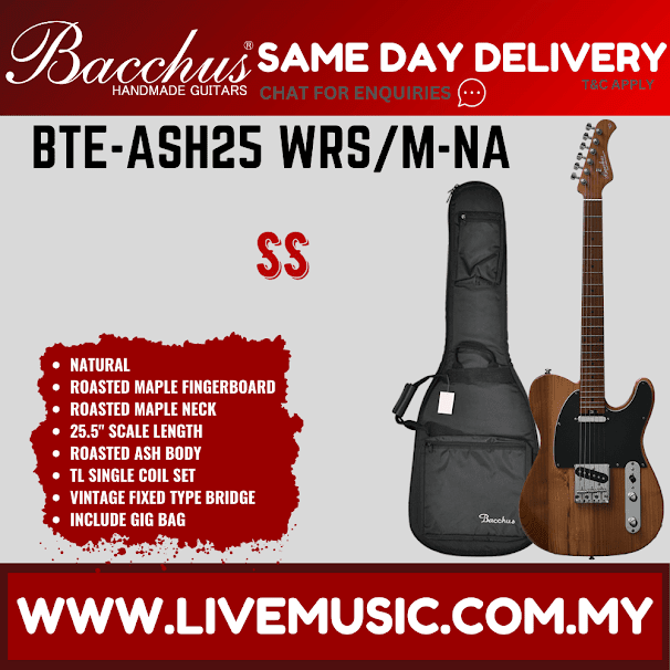 Bacchus BTE-ASH25 WRS/M-NA Global Series Roasted Maple Electric Guitar, Natural - Without Accessories ( BTEASH25 BTE ASH25 BTEASH25WRSMNA )