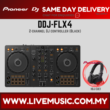 Pioneer DJ DDJ-FLX4 2-deck Rekordbox and Serato DJ Controller With Case - Black / White ( DDJ FLX4 / DDJFLX4 )