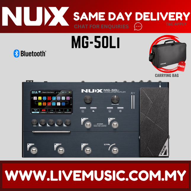 Nux MG-50Li Modeler and Profilier Guitar Multi-Effect Pedal ( MG50Li / MG 50Li ) - Dark Blue