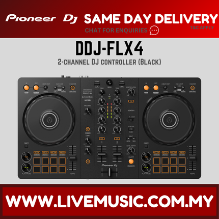 Pioneer DJ DDJ-FLX4 2-deck Rekordbox and Serato DJ Controller With Case - Black / White ( DDJ FLX4 / DDJFLX4 )