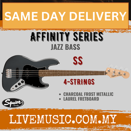 Squier Affinity Series Jazz Bass Guitar, Laurel Fretboard - Charcoal Frost Metallic