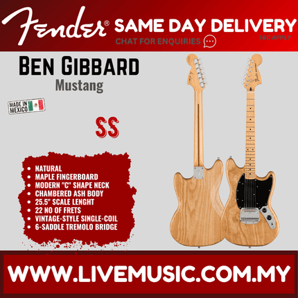 Fender Ben Gibbard Mustang Electric Guitar, Maple Fretboard - Natural