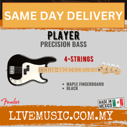 Fender Player Precision Bass Electric Guitar, Maple Fretboard - Black