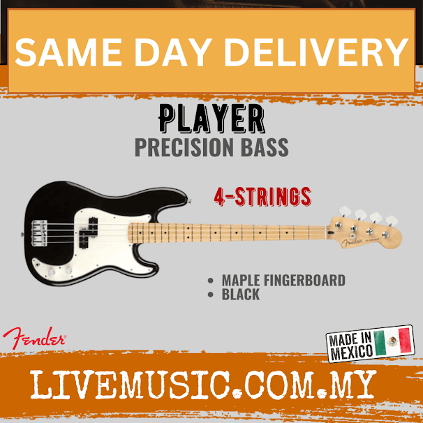 Fender Player Precision Bass Electric Guitar, Maple Fretboard - Black