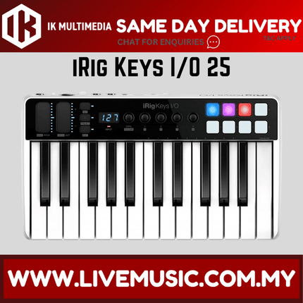 IK Multimedia iRig Keys I/O 25 - 25-Key Keyboard Controller For Mac & PC with Audio Interface (Keys-I/O)