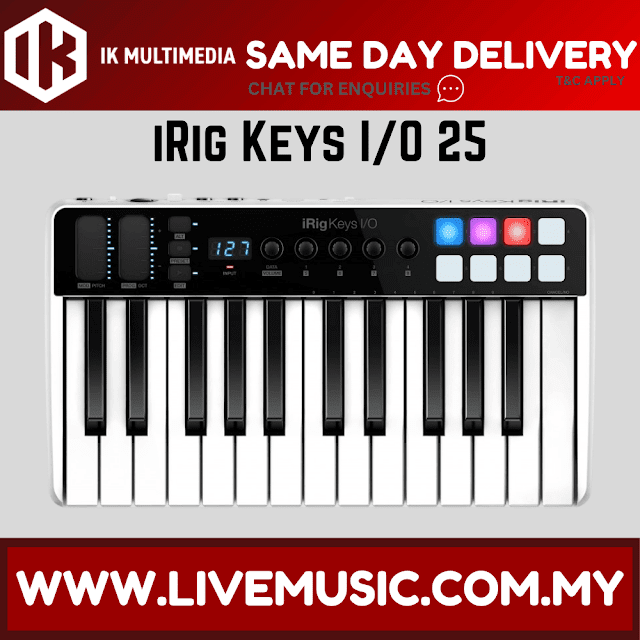 IK Multimedia iRig Keys I/O 25 - 25-Key Keyboard Controller For Mac & PC with Audio Interface (Keys-I/O)